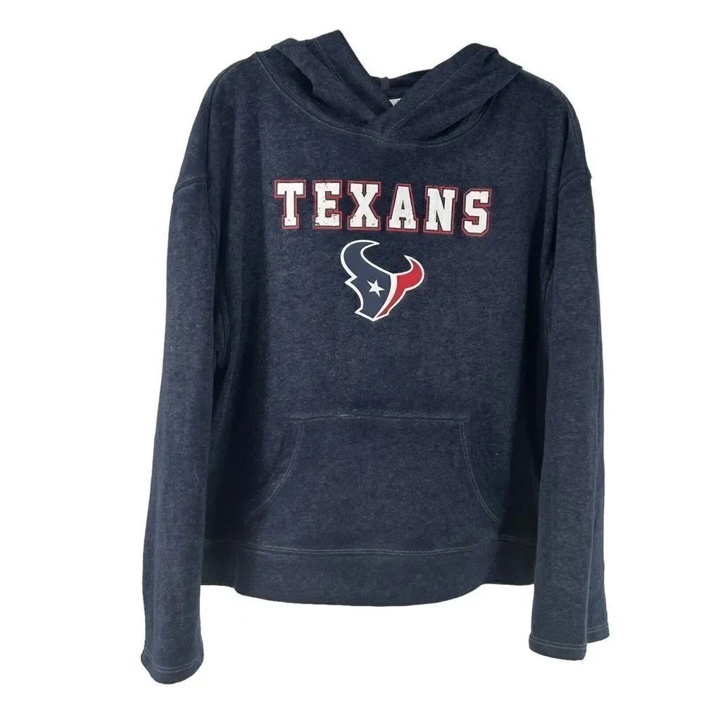Houston Texans Hoodie NFL Teen Juniors XL Wide Sleeves Soft Fleece Lined Blue